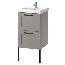 Набор тумбы с раковиной Ikea Enhet/Tvallen 2 ящика/смеситель 44x43x87 (Серый) Thumb