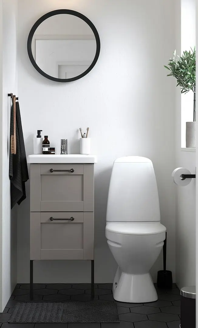 Набор тумбы с раковиной Ikea Enhet/Tvallen 2 ящика/смеситель 44x43x87 (Серый)