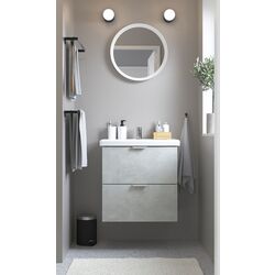 Набор тумбы с раковиной Ikea Enhet/Tvallen 2 ящика/смеситель 64x43x65 (Под Бетон/Серый)