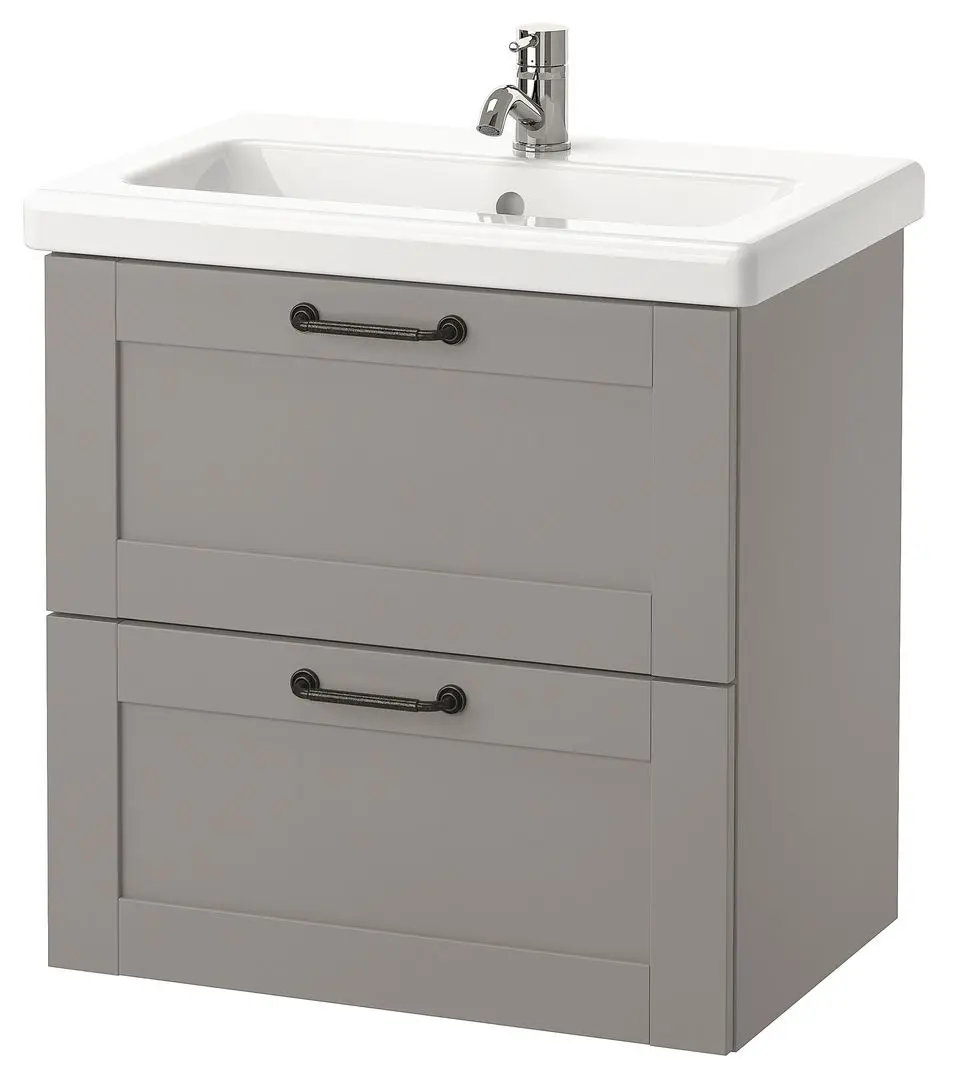 Набор тумбы с раковиной Ikea Enhet/Tvallen 2 ящика/смеситель 64x43x65 (Серый) - 2