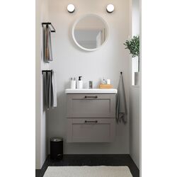 Набор тумбы с раковиной Ikea Enhet/Tvallen 2 ящика/смеситель 64x43x65 (Серый)