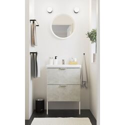 Набор тумбы с раковиной Ikea Enhet/Tvallen 2 ящика/смеситель 64x43x87 (Под Бетон/Белый)