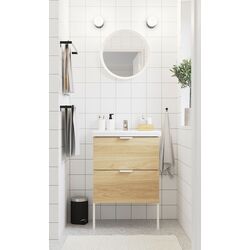 Набор тумбы с раковиной Ikea Enhet/Tvallen 2 ящика/смеситель 64x43x87 (Под Дуб/Белый)
