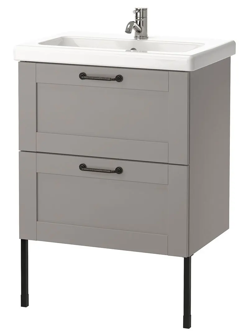 Набор тумбы с раковиной Ikea Enhet/Tvallen 2 ящика/смеситель 64x43x87 (Серый) - 2
