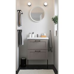 Набор тумбы с раковиной Ikea Enhet/Tvallen 2 ящика/смеситель 64x43x87 (Серый)