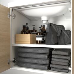 Набор тумбы с раковиной Ikea Enhet/Tvallen с дверцами 64x43x65 (Белый/Имитация Дуба) Thumb