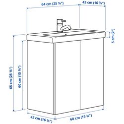 Набор тумбы с раковиной Ikea Enhet/Tvallen с дверцами 64x43x65 (Белый/Имитация Дуба) Thumb
