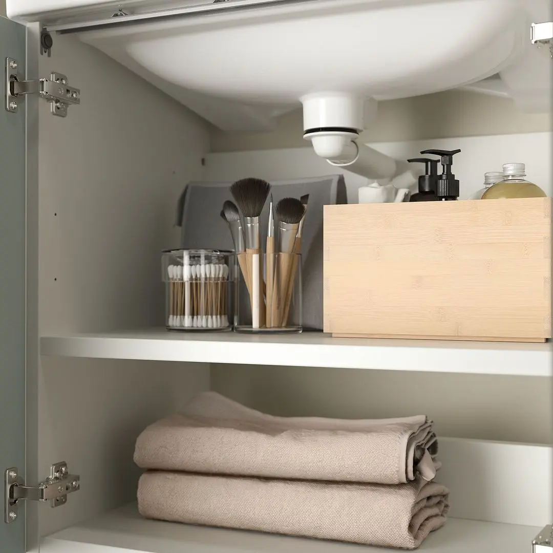 Набор тумбы с раковиной Ikea Enhet/Tvallen с дверцами 64x43x65 (Белый/Светло-Серо-Зеленый) - 2