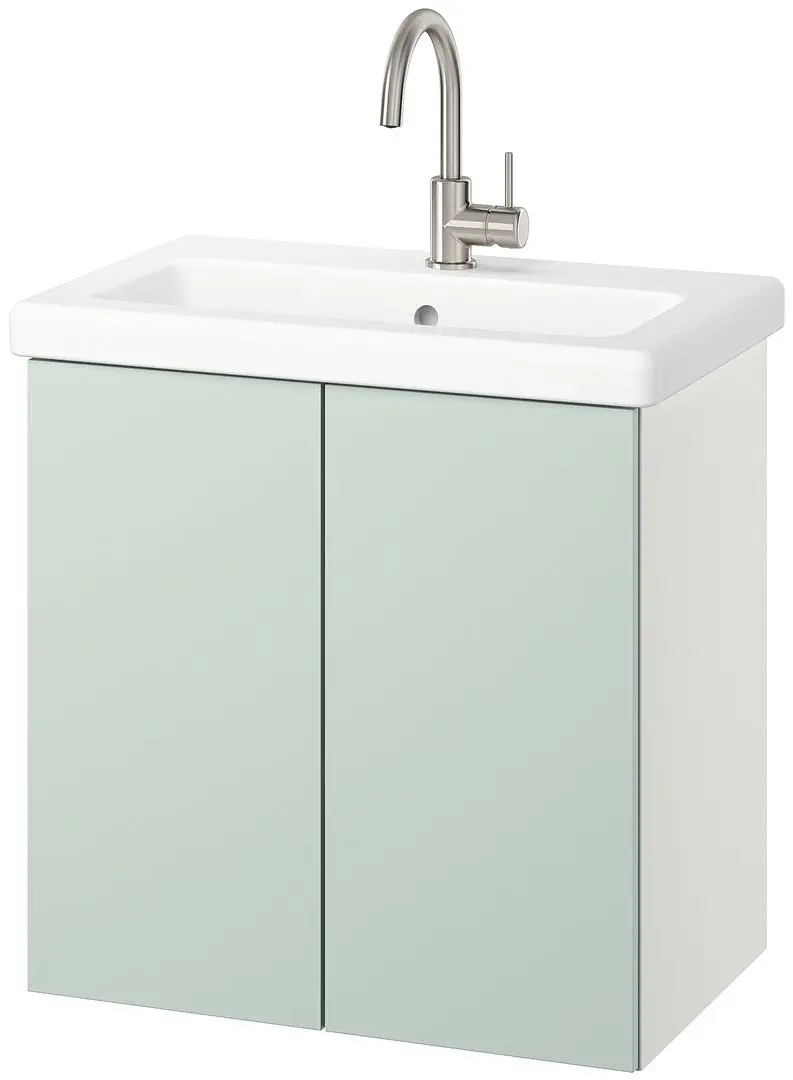 Набор тумбы с раковиной Ikea Enhet/Tvallen с дверцами 64x43x65 (Белый/Светло-Серо-Зеленый) - 3