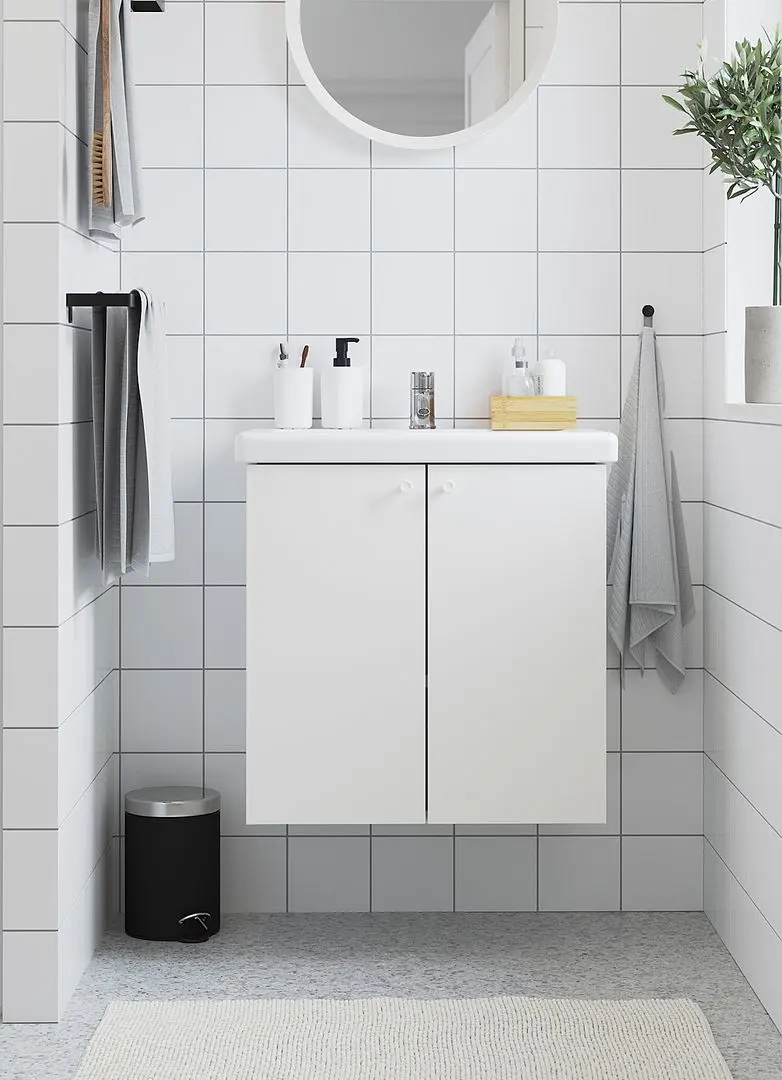 Набор тумбы с раковиной Ikea Enhet/Tvallen с дверцами 64x43x65 (Белый)