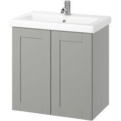 Набор тумбы с раковиной Ikea Enhet/Tvallen с дверцами 64x43x65 (Серый) Thumb