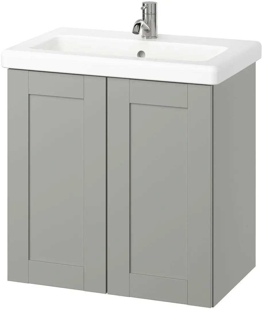 Набор тумбы с раковиной Ikea Enhet/Tvallen с дверцами 64x43x65 (Серый) - 3
