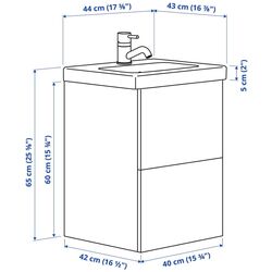 Набор тумбы с раковиной Ikea Enhet/Tvallen с ящиками 44x43x65 (Белый) Thumb
