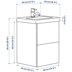 Набор тумбы с раковиной Ikea Enhet/Tvallen с ящиками 44x43x65 (Белый/Имитация Дуба) Thumb
