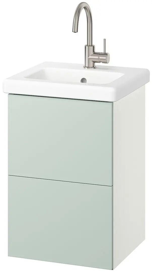 Set tumba cu lavoar Ikea Enhet/Tvallen cu sertare 44x43x65 (Alb/Gri-Verde Deschis) - 3