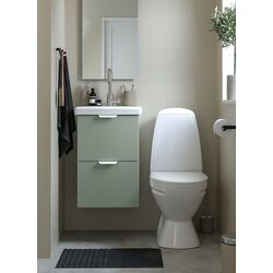 Set tumba cu lavoar Ikea Enhet/Tvallen cu sertare 44x43x65 (Alb/Gri-Verde Deschis)