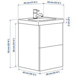 Set tumba cu lavoar Ikea Enhet/Tvallen cu sertare 44x43x65 (Alb/Gri-Verde Deschis) Thumb