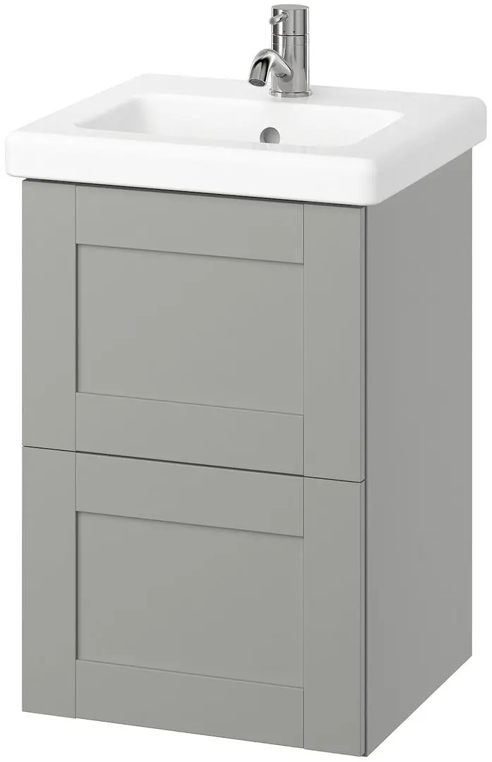 Набор тумбы с раковиной Ikea Enhet/Tvallen с ящиками 44x43x65 (Серый) - 3