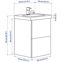 Набор тумбы с раковиной Ikea Enhet/Tvallen с ящиками 44x43x65 (Серый) Thumb