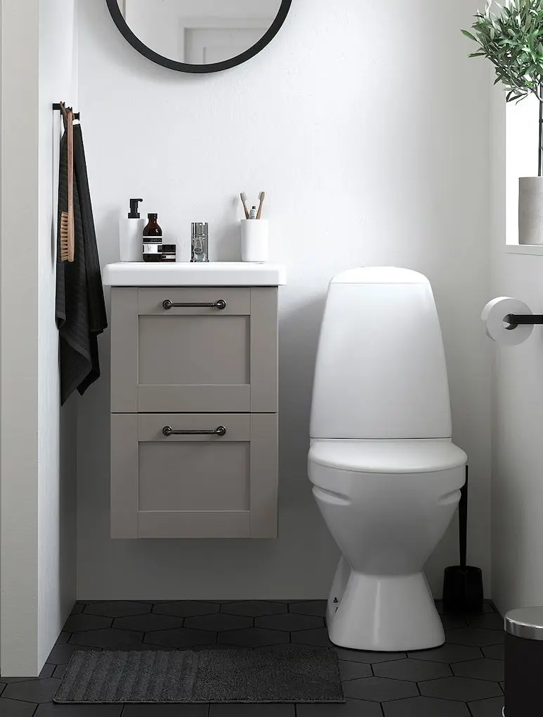 Набор тумбы с раковиной Ikea Enhet/Tvallen с ящиками 44x43x65 (Серый)