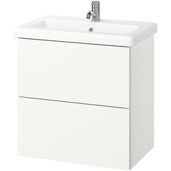 Набор тумбы с раковиной Ikea Enhet/Tvallen с ящиками 64x43x65 (Белый) Thumb