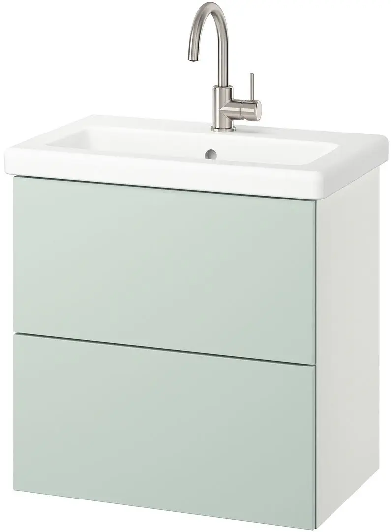 Set tumba cu lavoar Ikea Enhet/Tvallen cu sertare 64x43x65 (Alb/Gri-Verde Deschis) - 3