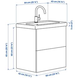 Set tumba cu lavoar Ikea Enhet/Tvallen cu sertare 64x43x65 (Alb/Gri-Verde Deschis) Thumb