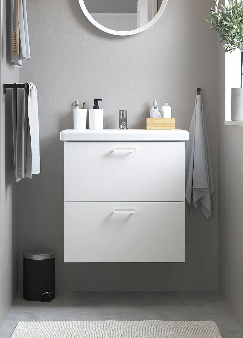 Набор тумбы с раковиной Ikea Enhet/Tvallen с ящиками 64x43x65 (Белый)