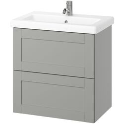 Набор тумбы с раковиной Ikea Enhet/Tvallen с ящиками 64x43x65 (Серый) Thumb