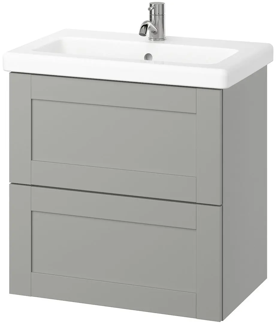 Набор тумбы с раковиной Ikea Enhet/Tvallen с ящиками 64x43x65 (Серый) - 3