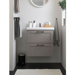 Набор тумбы с раковиной Ikea Enhet/Tvallen с ящиками 64x43x65 (Серый)