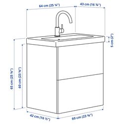 Набор тумбы с раковиной Ikea Enhet/Tvallen с ящиками 64x43x65 (Серый) Thumb