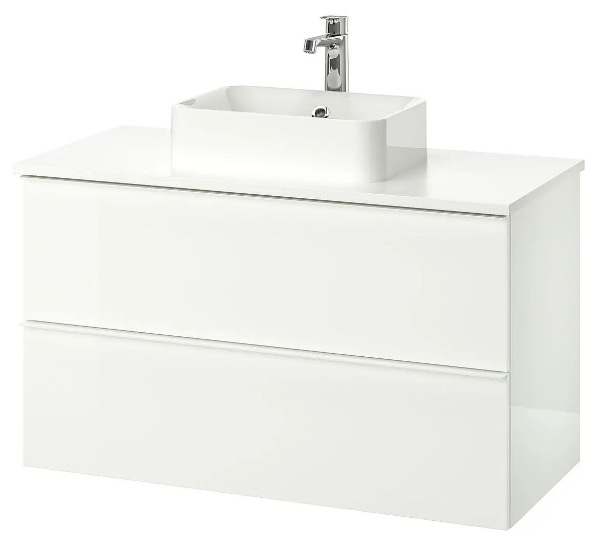 Набор тумбы с раковиной Ikea Godmorgon/Tolken/Horvik 102x49x72 (Белый Глянцевый/Белый) - 2