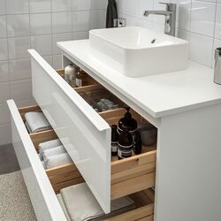 Набор тумбы с раковиной Ikea Godmorgon/Tolken/Horvik 102x49x72 (Белый Глянцевый/Белый) Thumb