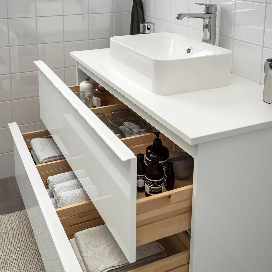 Набор тумбы с раковиной Ikea Godmorgon/Tolken/Horvik 102x49x72 (Белый Глянцевый/Белый) - 3