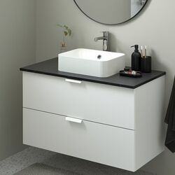 Набор тумбы с раковиной Ikea Godmorgon/Tolken/Horvik раковина 45x45/смеситель 102x49x72 (Белый/Под Черный Мрамор/Брогрунд) Thumb
