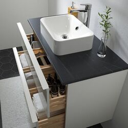 Набор тумбы с раковиной Ikea Godmorgon/Tolken/Horvik раковина/смеситель 102x49x72 (Белый Глянцевый/Под Черный Мрамор) Thumb