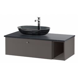 Набор тумбы с раковиной Ikea Godmorgon/Tolken/Oxmyren 102x49x43 (Гилбурен Темно-серый/Имитация Черного Мрамора) Thumb