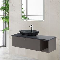 Набор тумбы с раковиной Ikea Godmorgon/Tolken/Oxmyren 102x49x43 (Гилбурен Темно-серый/Имитация Черного Мрамора)