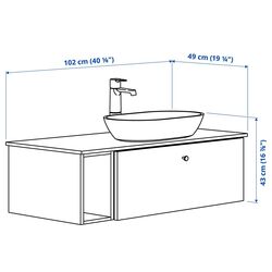 Набор тумбы с раковиной Ikea Godmorgon/Tolken/Oxmyren 102x49x43 (Гилбурен Темно-серый/Имитация Черного Мрамора) Thumb
