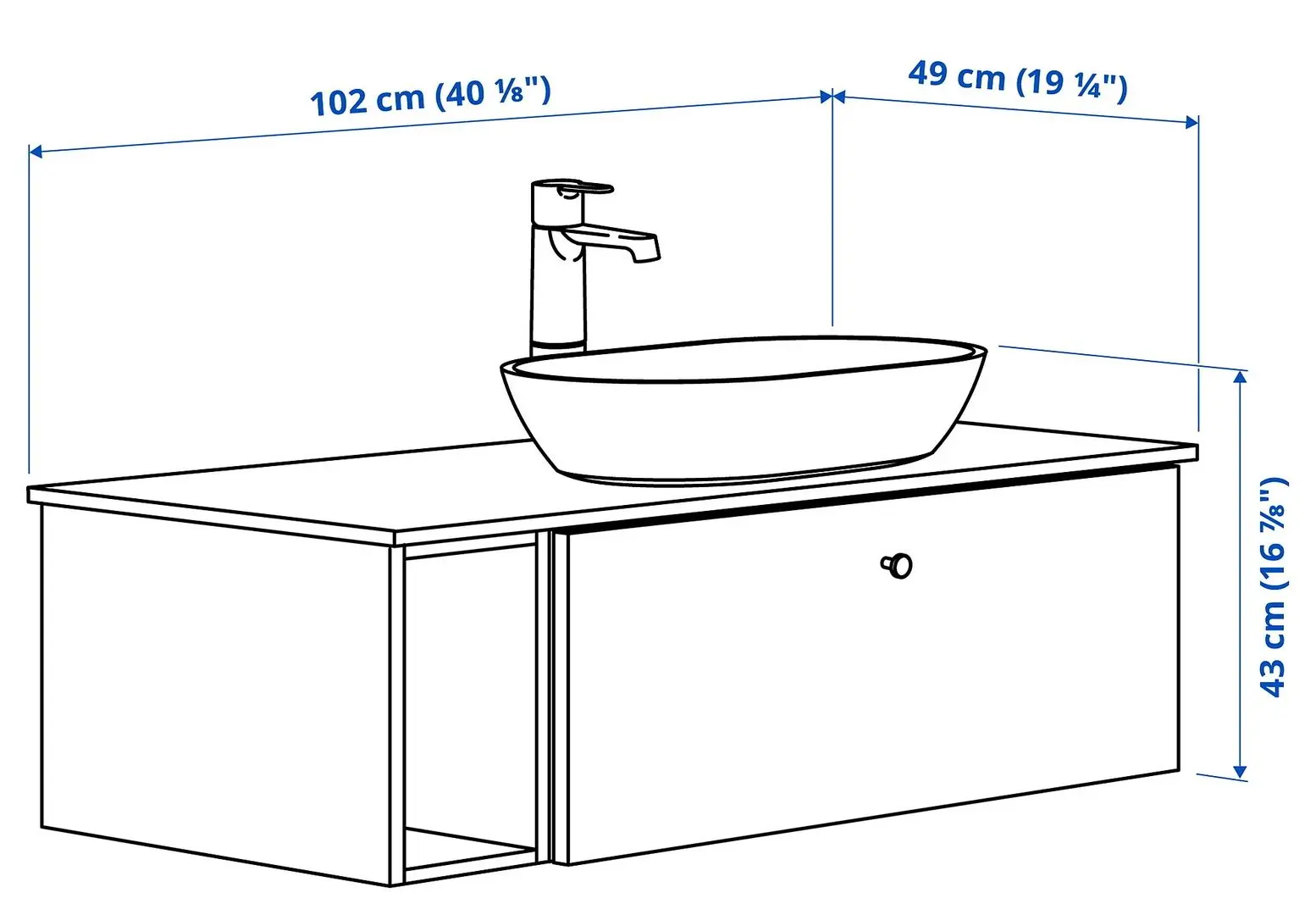Набор тумбы с раковиной Ikea Godmorgon/Tolken/Oxmyren 102x49x43 (Гилбурен Темно-серый/Имитация Черного Мрамора) - 5