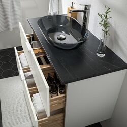 Набор тумбы с раковиной Ikea Godmorgon/Tolken/Oxmyren 102x49x72 (Белый Глянцевый/Имитация Черного Мрамора) Thumb