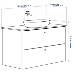 Набор тумбы с раковиной Ikea Godmorgon/Tolken/Oxmyren 102x49x72 (Белый Глянцевый/Имитация Мрамора) Thumb