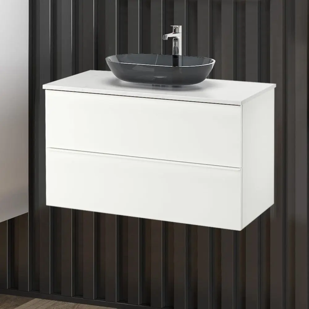 Набор тумбы с раковиной Ikea Godmorgon/Tolken/Oxmyren 102x49x72 (Белый Глянцевый/Имитация Мрамора)