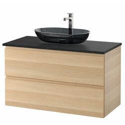Набор тумбы с раковиной Ikea Godmorgon/Tolken/Oxmyren 102x49x72 (Под Беленый Дуб/Имитация Черного Мрамора) Thumb