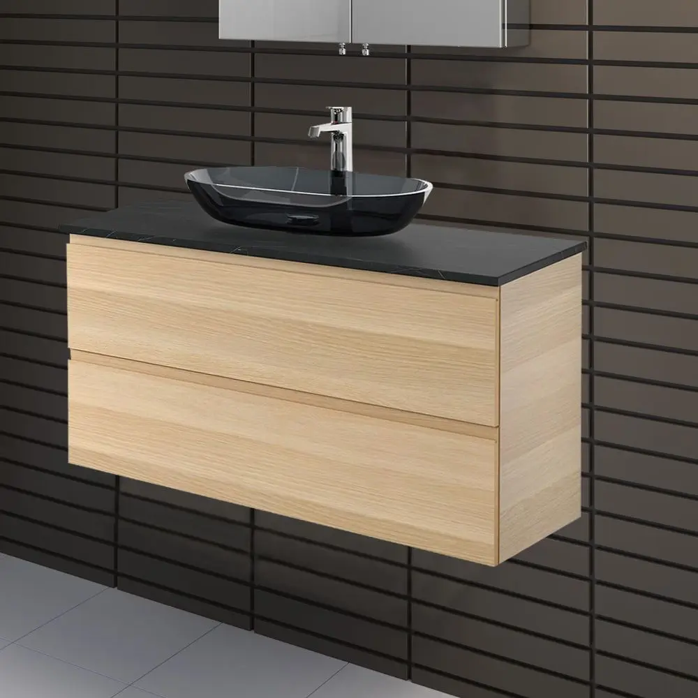 Набор тумбы с раковиной Ikea Godmorgon/Tolken/Oxmyren 102x49x72 (Под Беленый Дуб/Имитация Черного Мрамора)