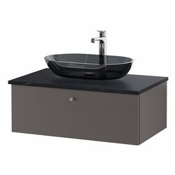 Набор тумбы с раковиной Ikea Godmorgon/Tolken/Oxmyren 82x49x43 (Гилбурен Темно-серый/Имитация Черного Мрамора) Thumb