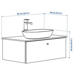 Набор тумбы с раковиной Ikea Godmorgon/Tolken/Oxmyren 82x49x43 (Гилбурен Темно-серый/Имитация Черного Мрамора) Thumb