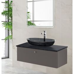 Набор тумбы с раковиной Ikea Godmorgon/Tolken/Oxmyren 82x49x43 (Гилбурен Темно-серый/Имитация Черного Мрамора)