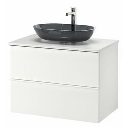 Набор тумбы с раковиной Ikea Godmorgon/Tolken/Oxmyren 82x49x72 (Белый Глянцевый/Имитация Мрамора) Thumb